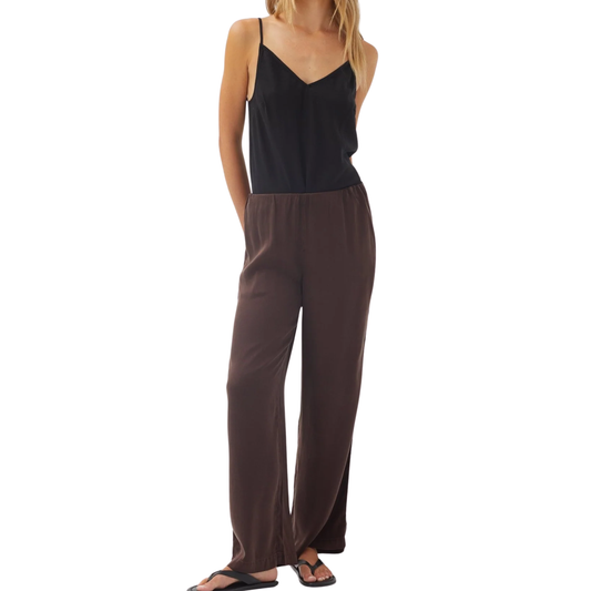 SLEEK WIDE LEG PANT DARK CHESTNUT