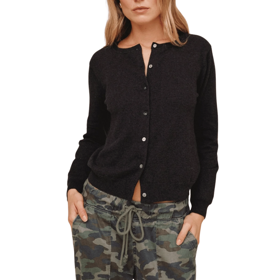 CREW NECK CARDIGAN VINTAGE BLACK