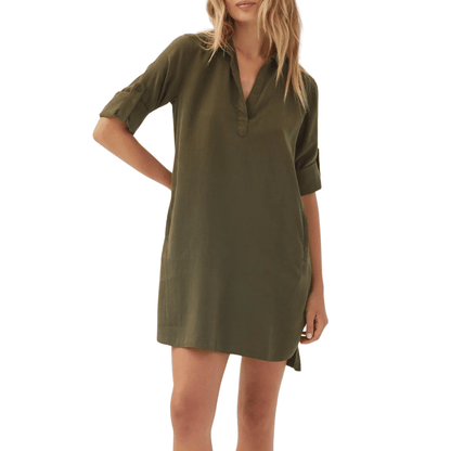 LONG SLEEVE A LINE DRESS OLIVE NIGHT