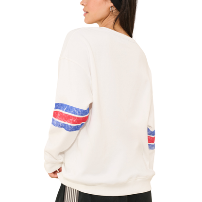 BILLS OVERSIZED STRIPED FLEECE WHITE