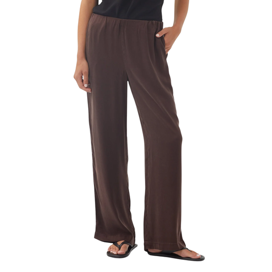 SLEEK WIDE LEG PANT DARK CHESTNUT